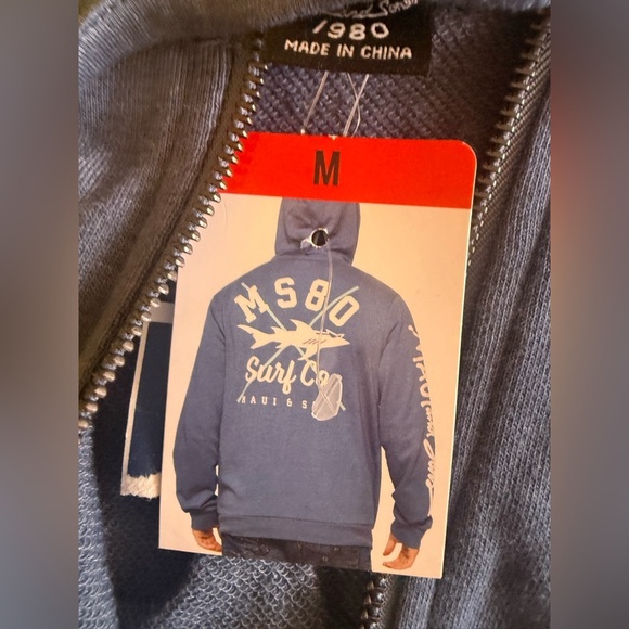 Maui And Sons Blue Hoodie Adult Sz M Florida 1980 spring lightweight pocket - Picture 11 of 16